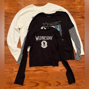 3 long-sleeve t-shirts “Wednesday” themed